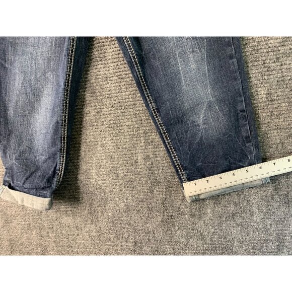 Cato Womens Size 10 Dark Denim Capri Cropped Jeans Dark EMbellished Pocket Beade - Picture 4 of 8